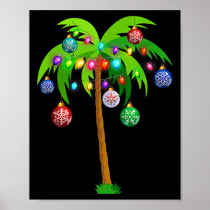 Kerstverlichting Palmboom Pret Hawaï Strand Tropis Poster