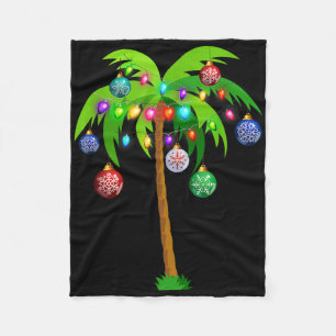 Kerstverlichting Palmboom Pret Hawaii Strand Tropi Fleece Deken