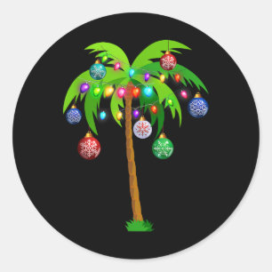 Kerstverlichting Palmboom Pret Hawaii Strand Tropi Ronde Sticker