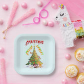 kerstverlichting papieren bordje (Feest)