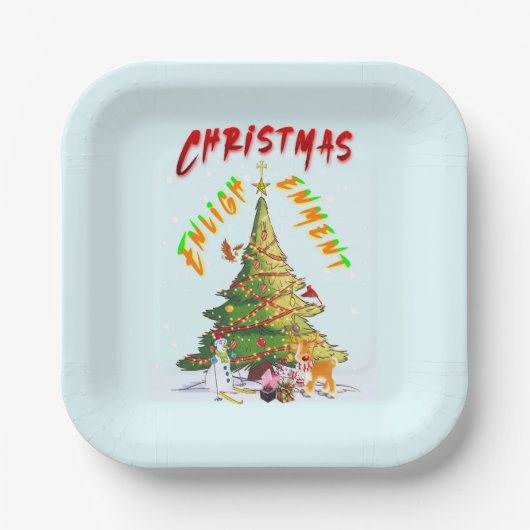 kerstverlichting papieren bordje (Voorkant)
