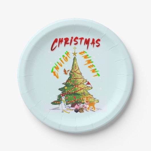 kerstverlichting papieren bordje (Voorkant)