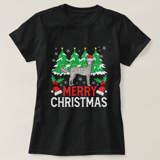 Kerstverlichting Perzische Greyhound Xmass Hondenl T-shirt (Design voorkant)