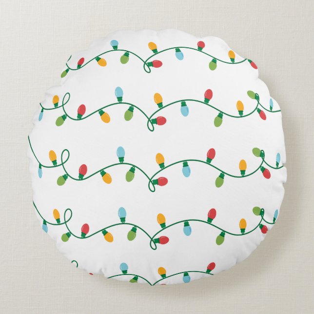 Kerstverlichting Pillow #HolidayZ Rond Kussen (Voorkant)