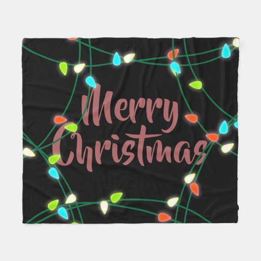 Kerstverlichting Prettig Kerstfeest Fleece Deken (Voorkant (Horizontaal))