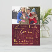 Kerstverlichting Retro Red Holiday Card Feestdagenkaart (Staand voorkant)