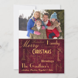 Kerstverlichting Retro Red Holiday Card Feestdagenkaart