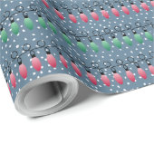 Kerstverlichting-rode groene-nacht sneeuw cadeaupapier (Rol Hoek)