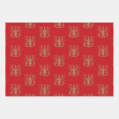 kerstverlichting rode zwarte gouden kaarsen schatt inpakpapier vel (Voorkant)