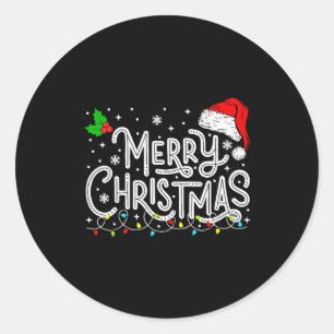 Kerstverlichting Rood Kerstmannenhoed Kerst Famili Ronde Sticker