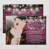 Kerstverlichting Rood Rustieke Foto Alles In Eén T Kaart (Voorkant / Achterkant)