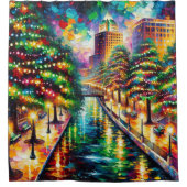 Kerstverlichting: San Antonio Riverwalk Douchegordijn (Voorkant)