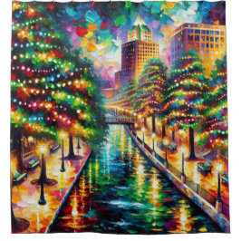 Kerstverlichting: San Antonio Riverwalk Douchegordijn