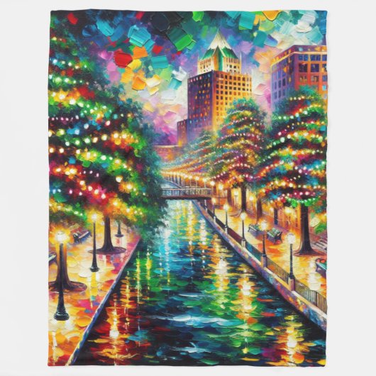 Kerstverlichting: San Antonio Riverwalk Fleece Deken (Voorkant)