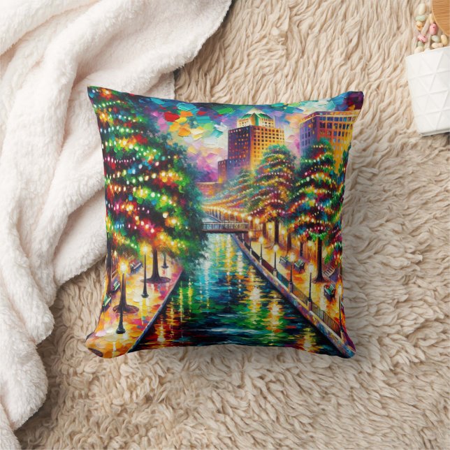 Kerstverlichting: San Antonio Riverwalk Kussen (Deken)