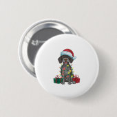Kerstverlichting Santa Duitse Wirehaired Pointer D Ronde Button 5,7 Cm (Voorkant /achterkant)