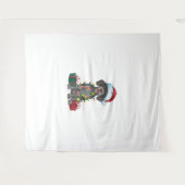 Kerstverlichting Santa Duitse Wirehaired Pointer D Wandkleed (Voorkant (horizontaal))