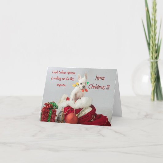 kerstverlichting Santa French Bulldog Card Kaart (Voorkant)