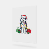 Kerstverlichting Santa Hat Alaskan Husky Dog Kerst Acryl Bord (Hoek)