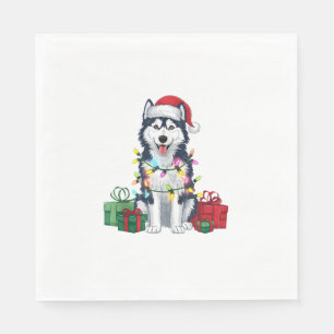 Kerstverlichting Santa Hat Alaskan Husky Dog Kerst Servet