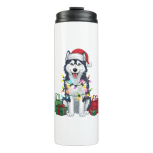 Kerstverlichting Santa Hat Alaskan Husky Dog Kerst Thermosbeker
