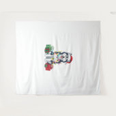 Kerstverlichting Santa Hat Alaskan Husky Dog Kerst Wandkleed (Voorkant (horizontaal))