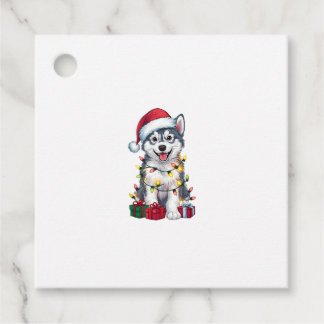 Kerstverlichting Santa Hat Alaskan Malamute Dog Ch Bedankjes Labels