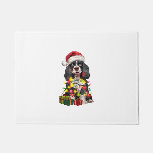 Kerstverlichting Santa Hat Alaskan Malamute Dog Ch Deurmat (Voorkant)