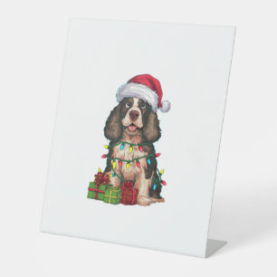 Kerstverlichting Santa Hat Alaskan Malamute Dog Ch Reclamebord Met Voetstuk