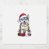 Kerstverlichting Santa Hat Alaskan Malamute Dog Ch Sparkling Wijnetiket (Enkel label)