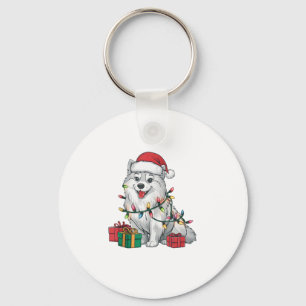 Kerstverlichting Santa Hat American Eskimo Dog Chr Sleutelhanger