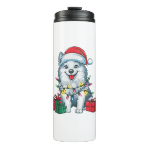 Kerstverlichting Santa Hat American Eskimo Dog Chr Thermosbeker