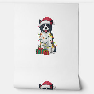Kerstverlichting Santa Hat Amerikaanse Akita Dog K Behang