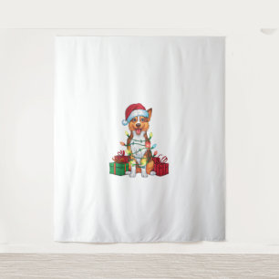 Kerstverlichting Santa Hat Australische Kelpie Dog Wandkleed