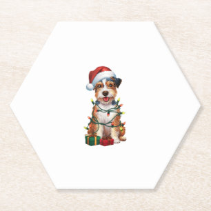 Kerstverlichting Santa Hat Australische Terrier Do Kartonnen Onderzetters