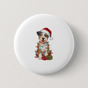 Kerstverlichting Santa Hat Australische Terrier Do Ronde Button 5,7 Cm