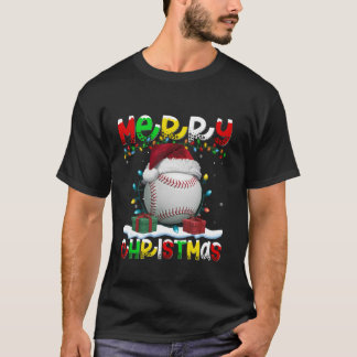 Kerstverlichting Santa Hat Baseball Merry Christma T-shirt