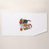 Kerstverlichting Santa Hat Basset Hound Dog Christ Badhanddoek (Badhanddoek)