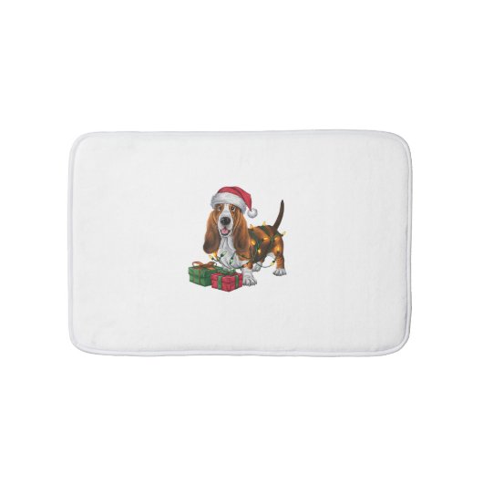 Kerstverlichting Santa Hat Basset Hound Dog Christ Badmat (Voorkant)