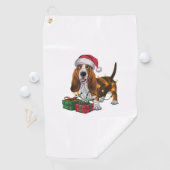 Kerstverlichting Santa Hat Basset Hound Dog Christ Golfhanddoek (Insitu)