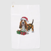 Kerstverlichting Santa Hat Basset Hound Dog Christ Golfhanddoek (Voorkant)