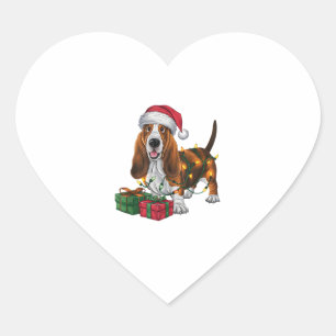 Kerstverlichting Santa Hat Basset Hound Dog Christ Hart Sticker