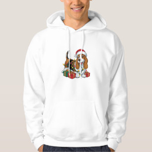 Kerstverlichting Santa Hat Basset Hound Dog Christ Hoodie