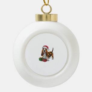 Kerstverlichting Santa Hat Basset Hound Dog Christ Keramische Bal Ornament