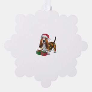 Kerstverlichting Santa Hat Basset Hound Dog Christ Ornament Kaart