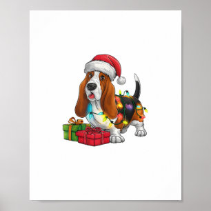 Kerstverlichting Santa Hat Basset Hound Dog Christ Poster