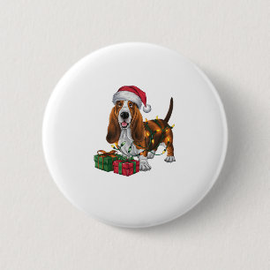 Kerstverlichting Santa Hat Basset Hound Dog Christ Ronde Button 5,7 Cm