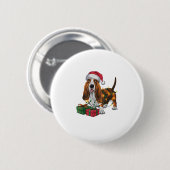 Kerstverlichting Santa Hat Basset Hound Dog Christ Ronde Button 5,7 Cm (Voorkant /achterkant)