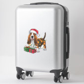 Kerstverlichting Santa Hat Basset Hound Dog Christ Sticker (Koffer)