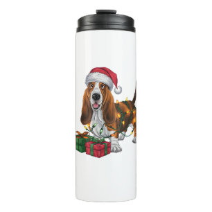 Kerstverlichting Santa Hat Basset Hound Dog Christ Thermosbeker